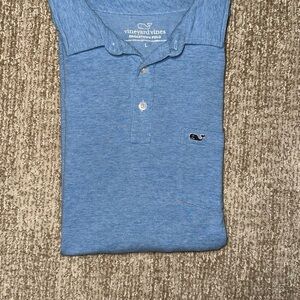 Vineyard Vines Edgartown Polo Shirt Mens Large Blue Golf Stretch Short Sleeve